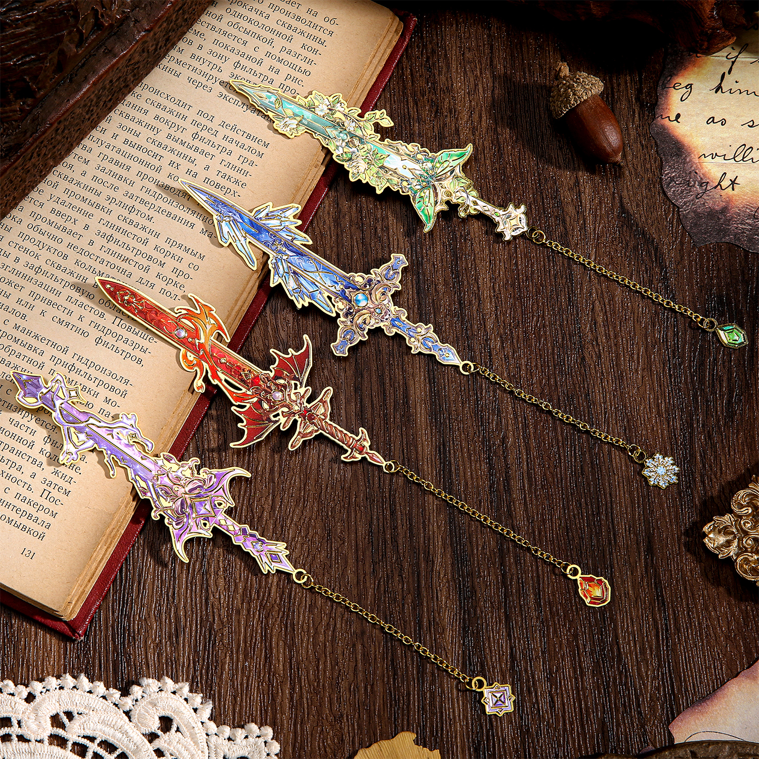 4pcs Fantasy Sword Bookmarks f - Coffee Shop Equipment のレビューと価格
